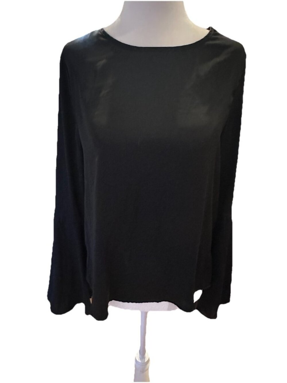 Who What Wear Women’s Black Top with Ruffle Flutter Long Sleeves Size S